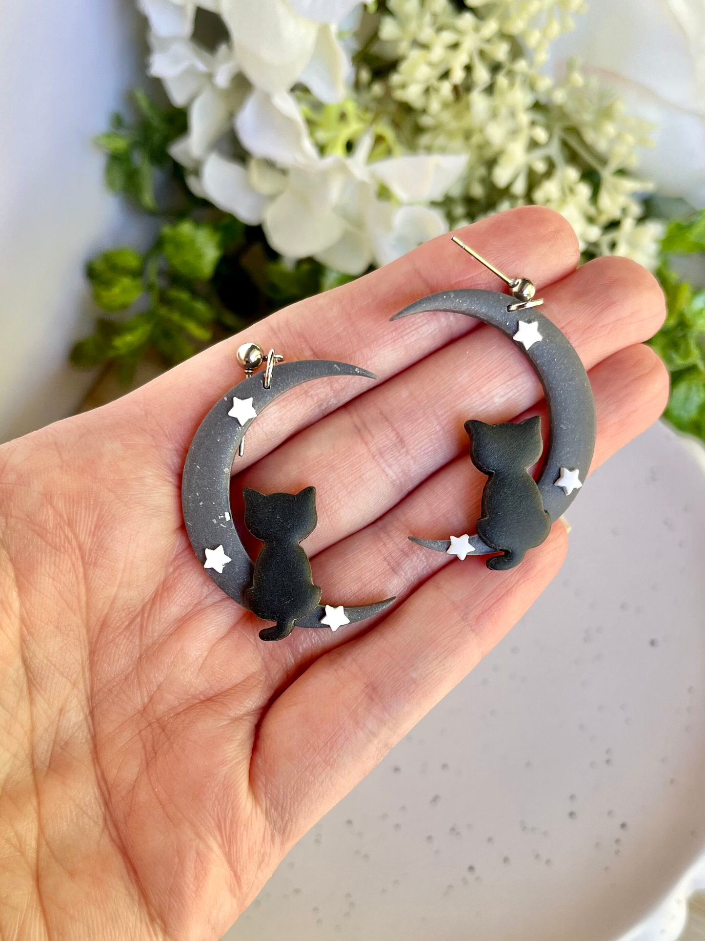 Moon Cat Earrings