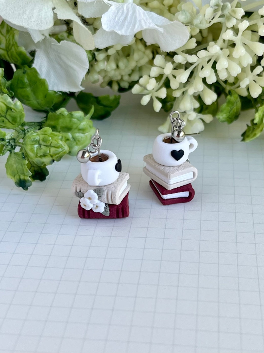 Coffee Book Stack Earrings