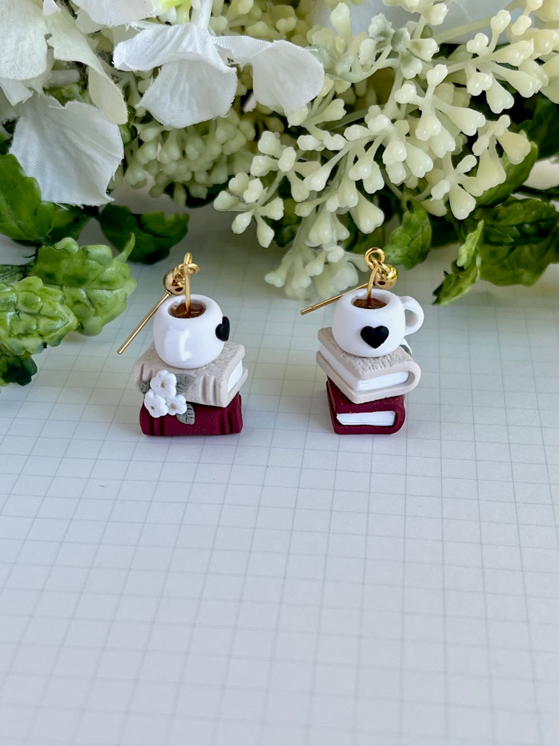 Coffee Book Stack Earrings