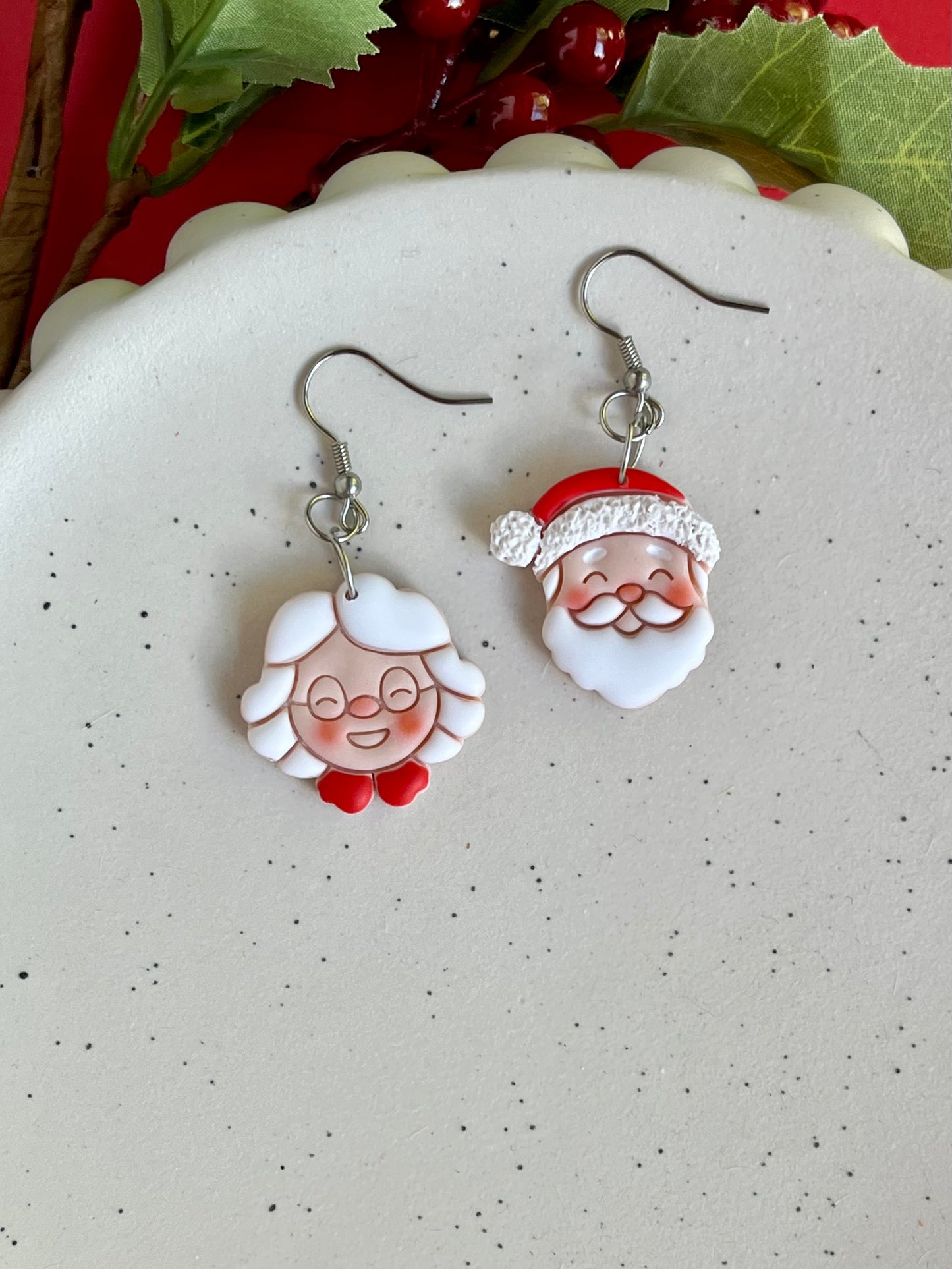 Mr and Mrs Claus Mismatch Earrings