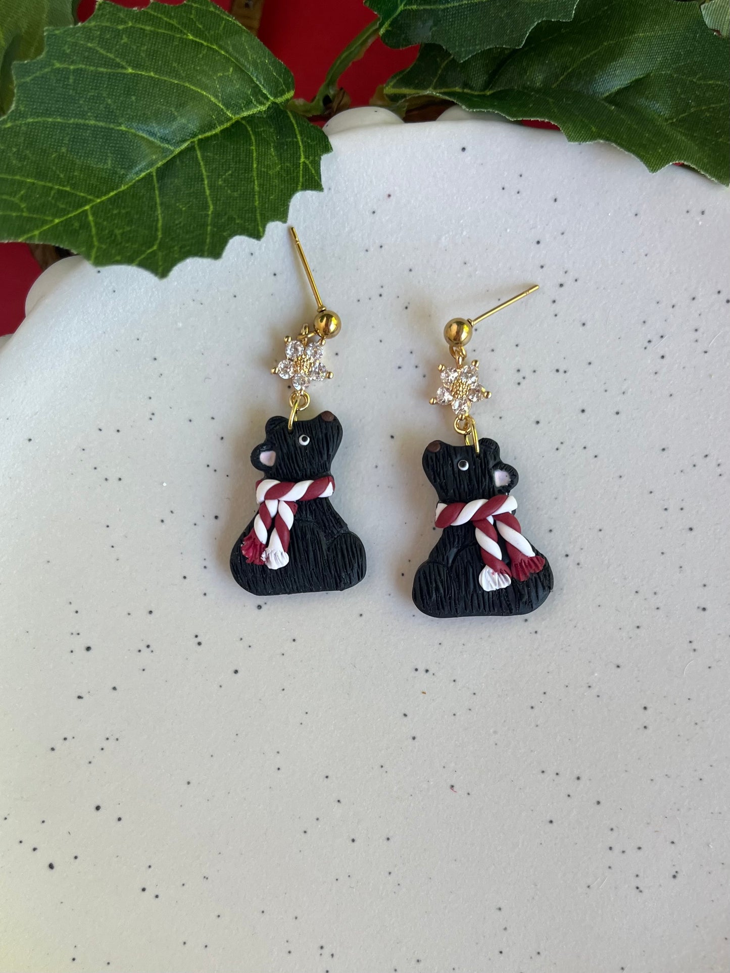 Black Polar Bear Earrings