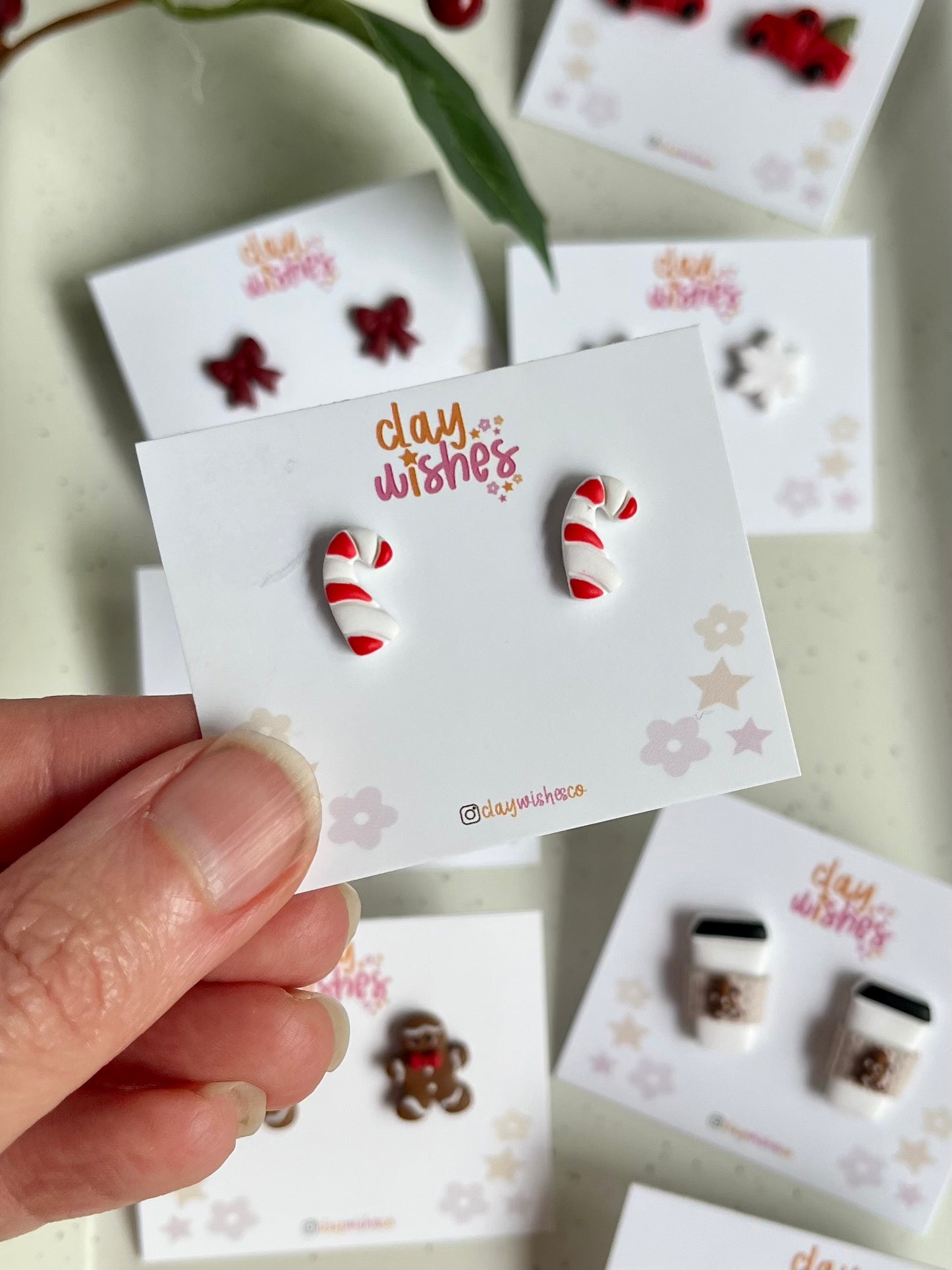 Candy Cane Stud Earrings