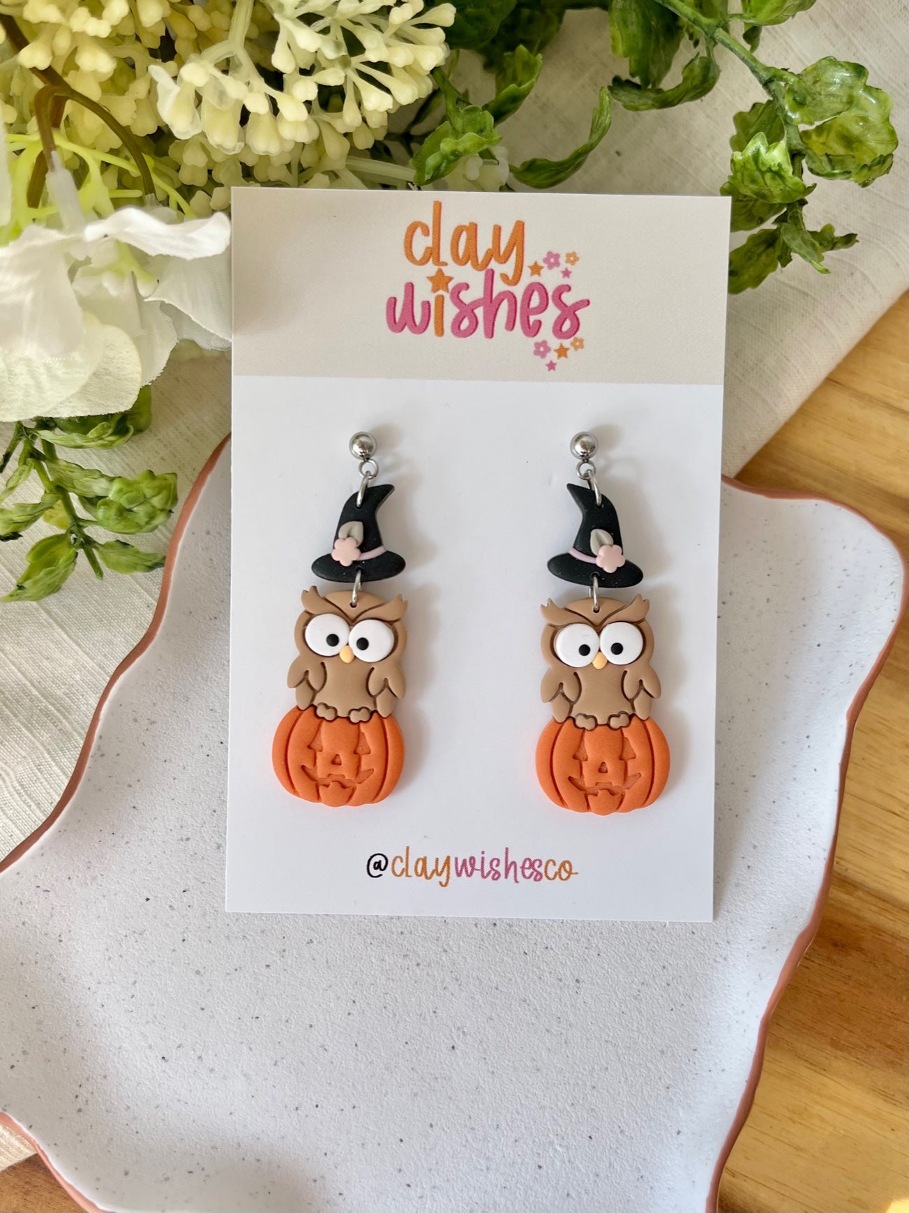 Pumpkin Owl Earrings