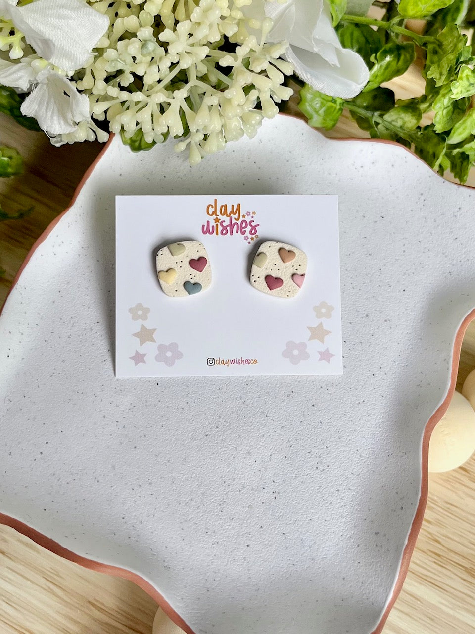 Multi-Coloured Heart Stud Earrings