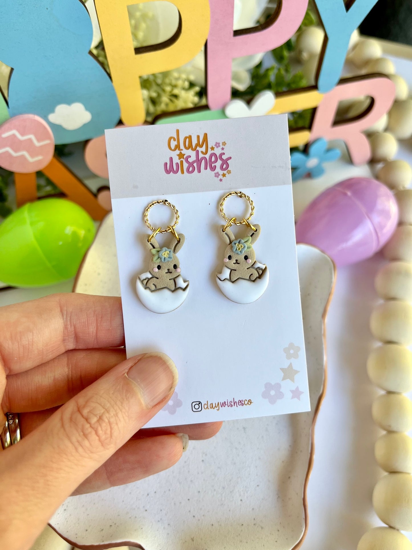Bunny in Eggshell Earrings