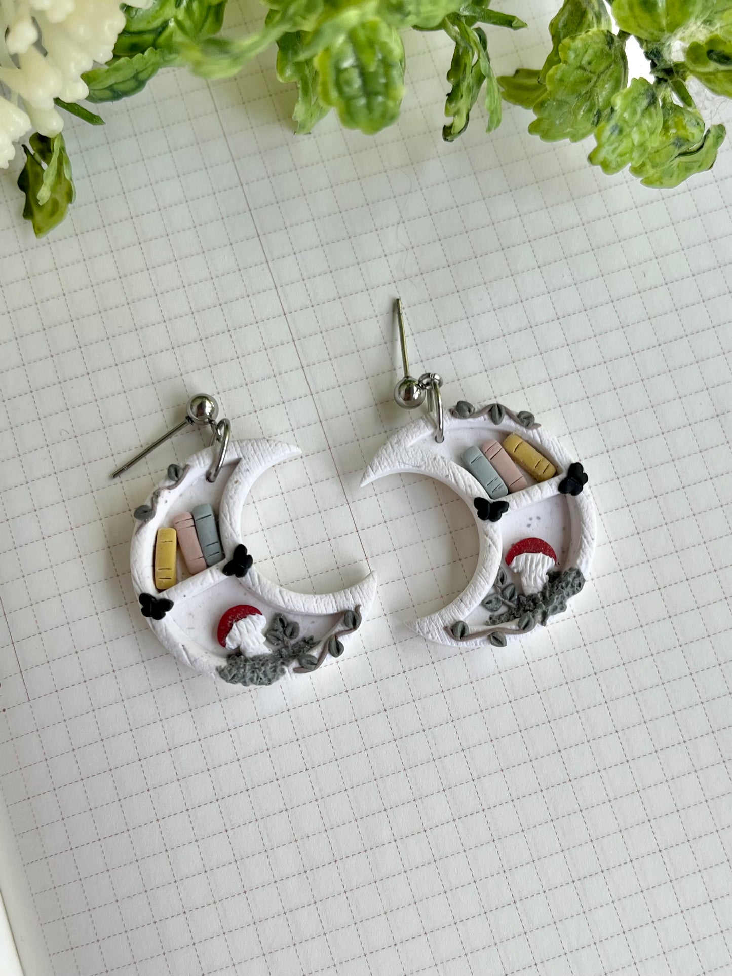 Moon Bookshelf Earrings