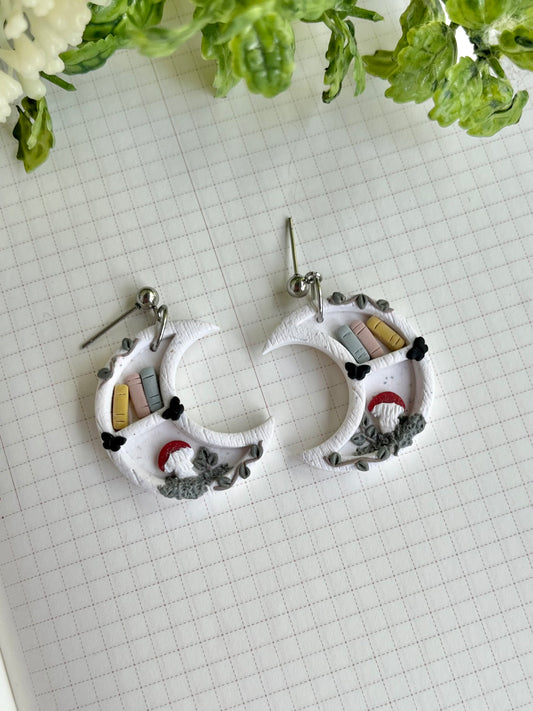 Moon Bookshelf Earrings