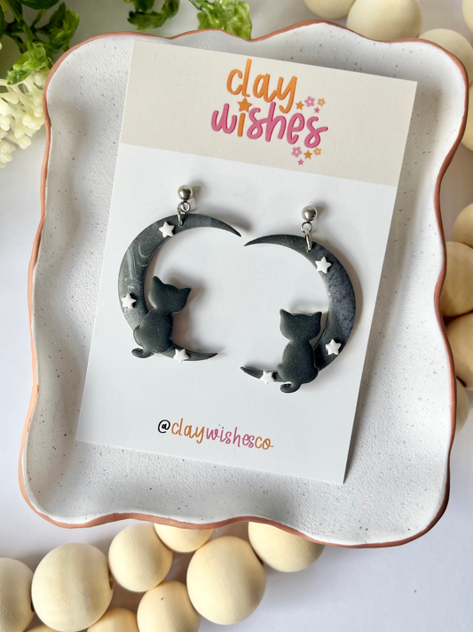 Moon Cat Earrings