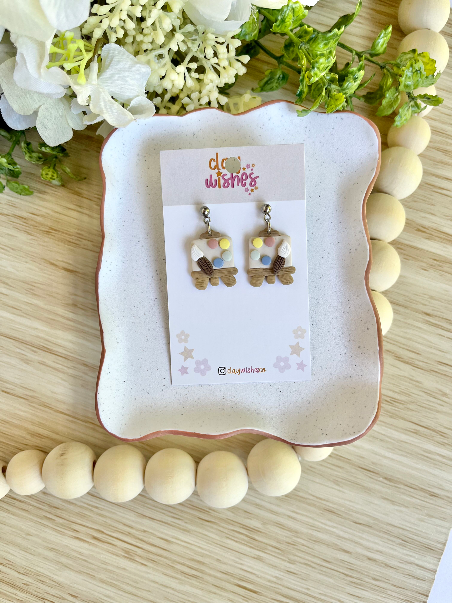 Paint Easel Earrings with Paint Brush