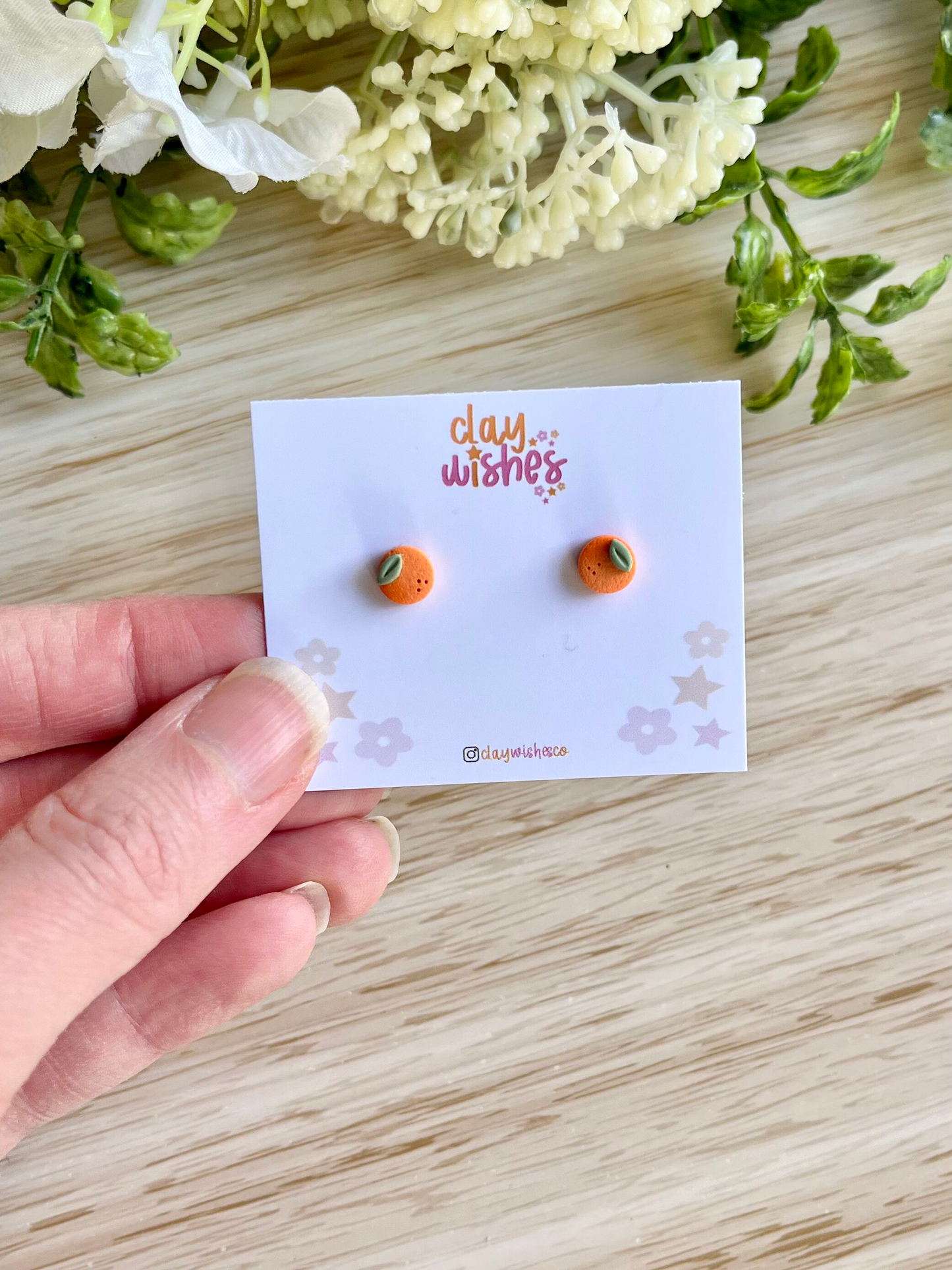 Tiny Orange Stud Earrings