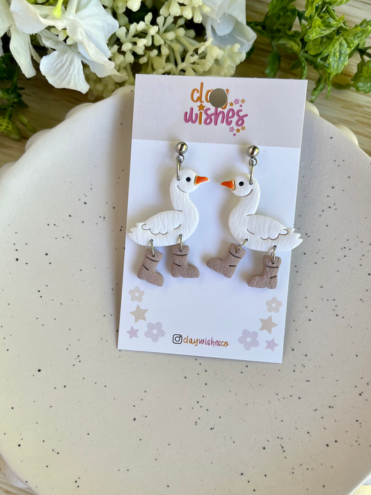 White Duck Earrings