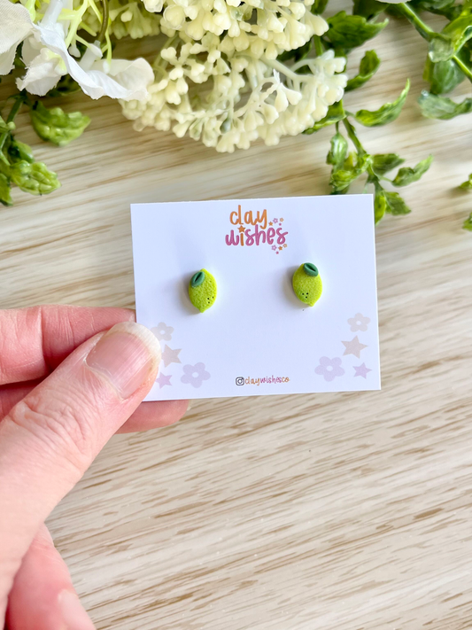 Tiny Lime Stud Earrings