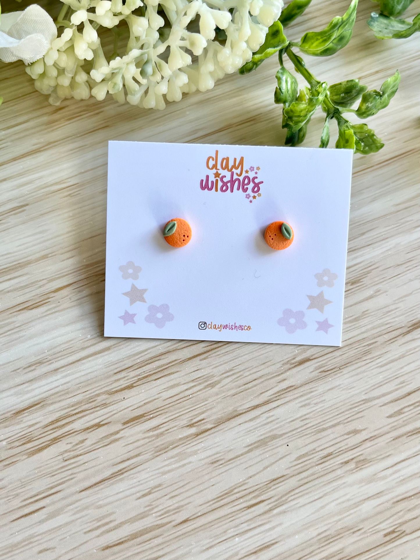 Tiny Orange Stud Earrings