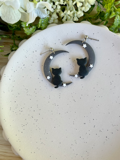 Moon Cat Earrings