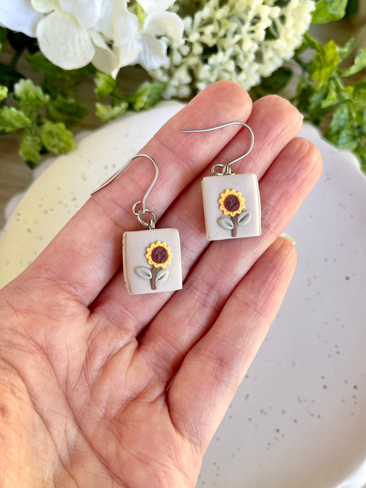 Sunflower Book Earrings