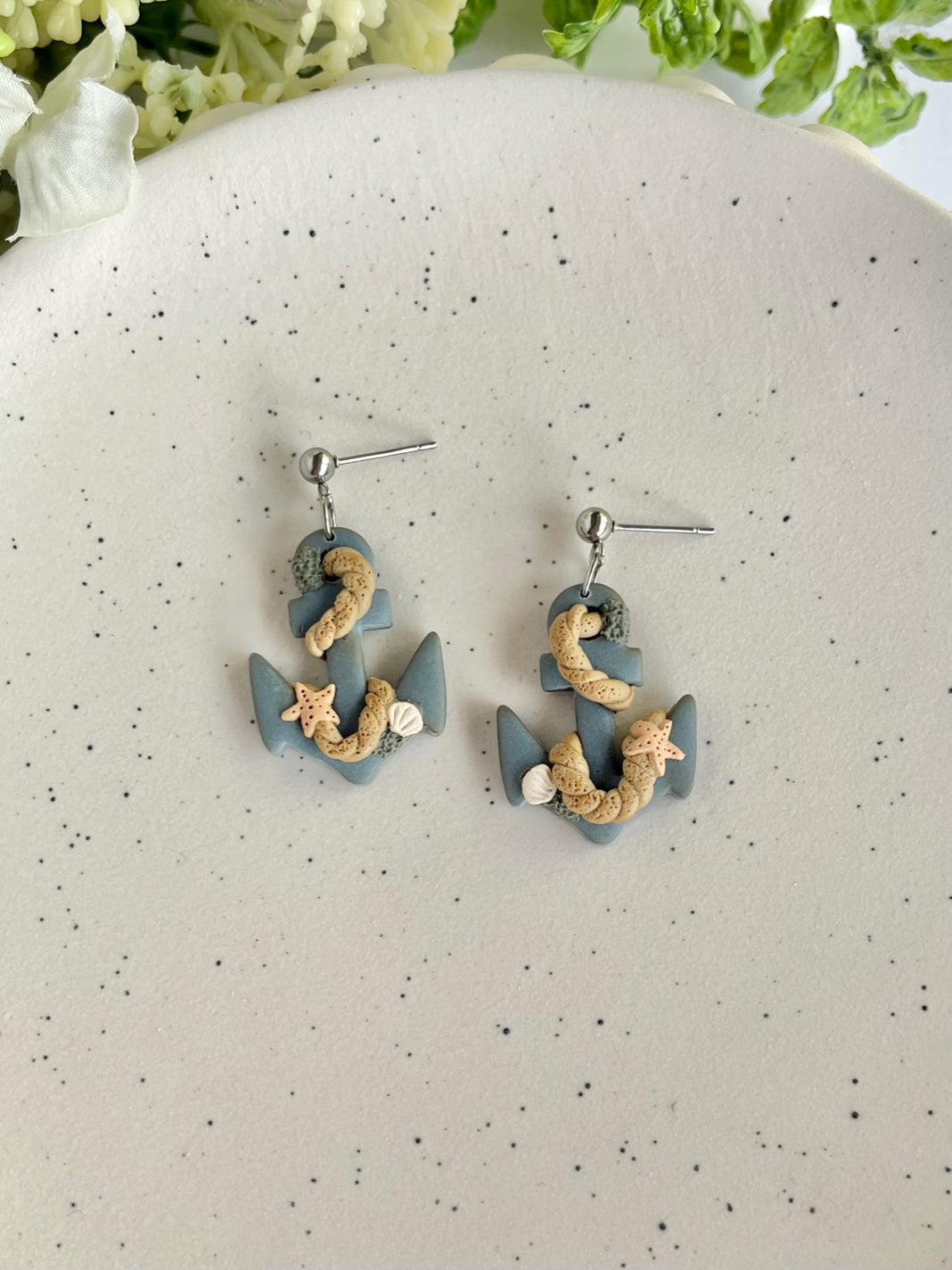 Blue Anchor Earrings