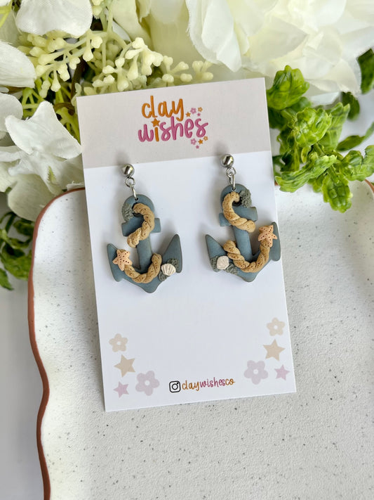 Blue Anchor Earrings