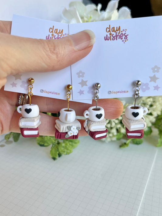 Coffee Book Stack Earrings