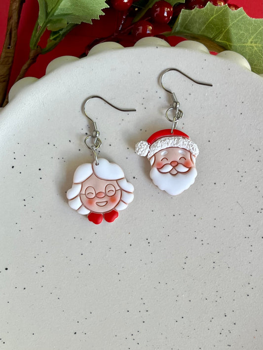 Mr and Mrs Claus Mismatch Earrings