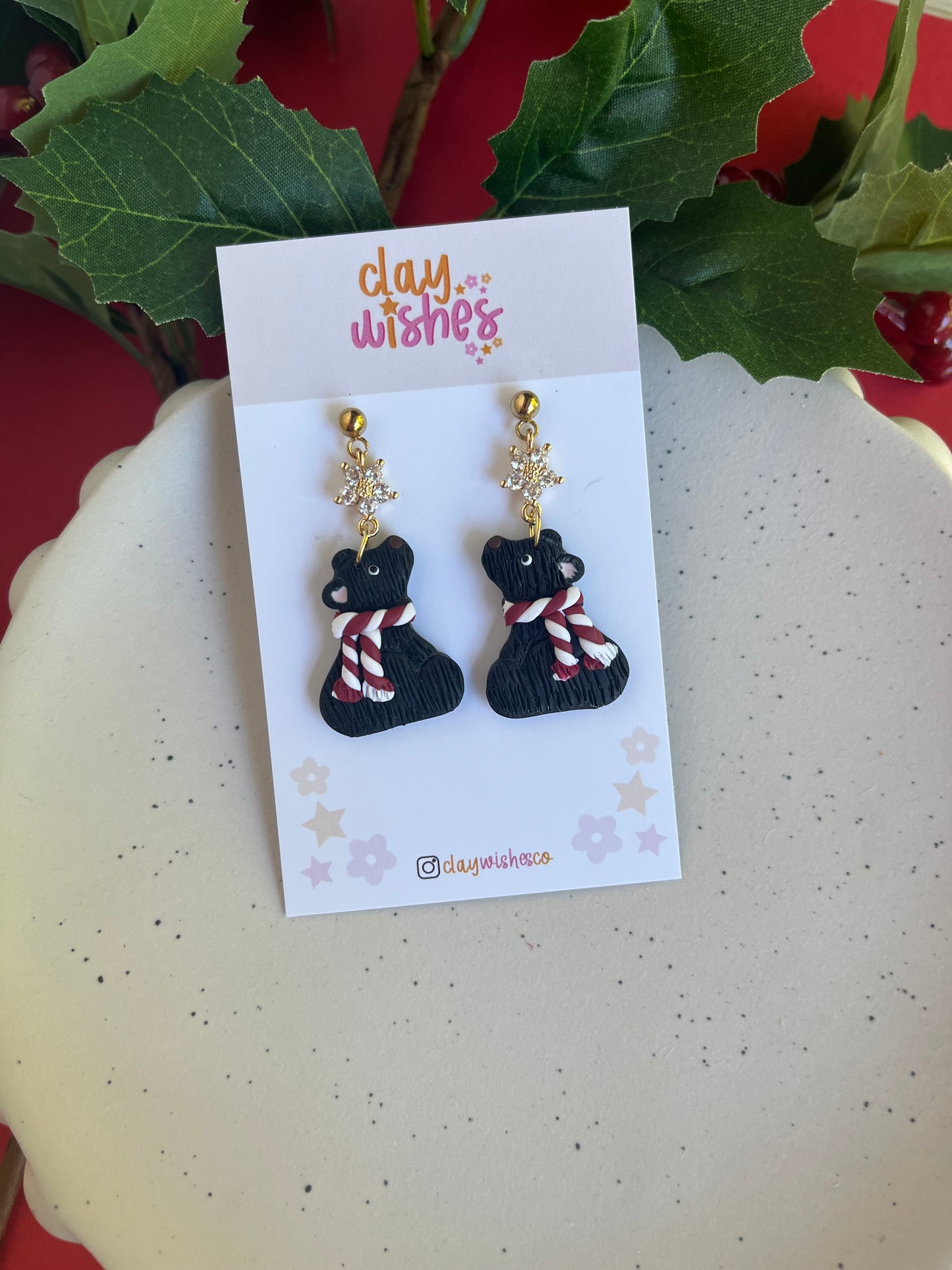 Black Polar Bear Earrings