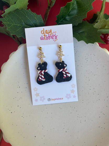 Black Polar Bear Earrings