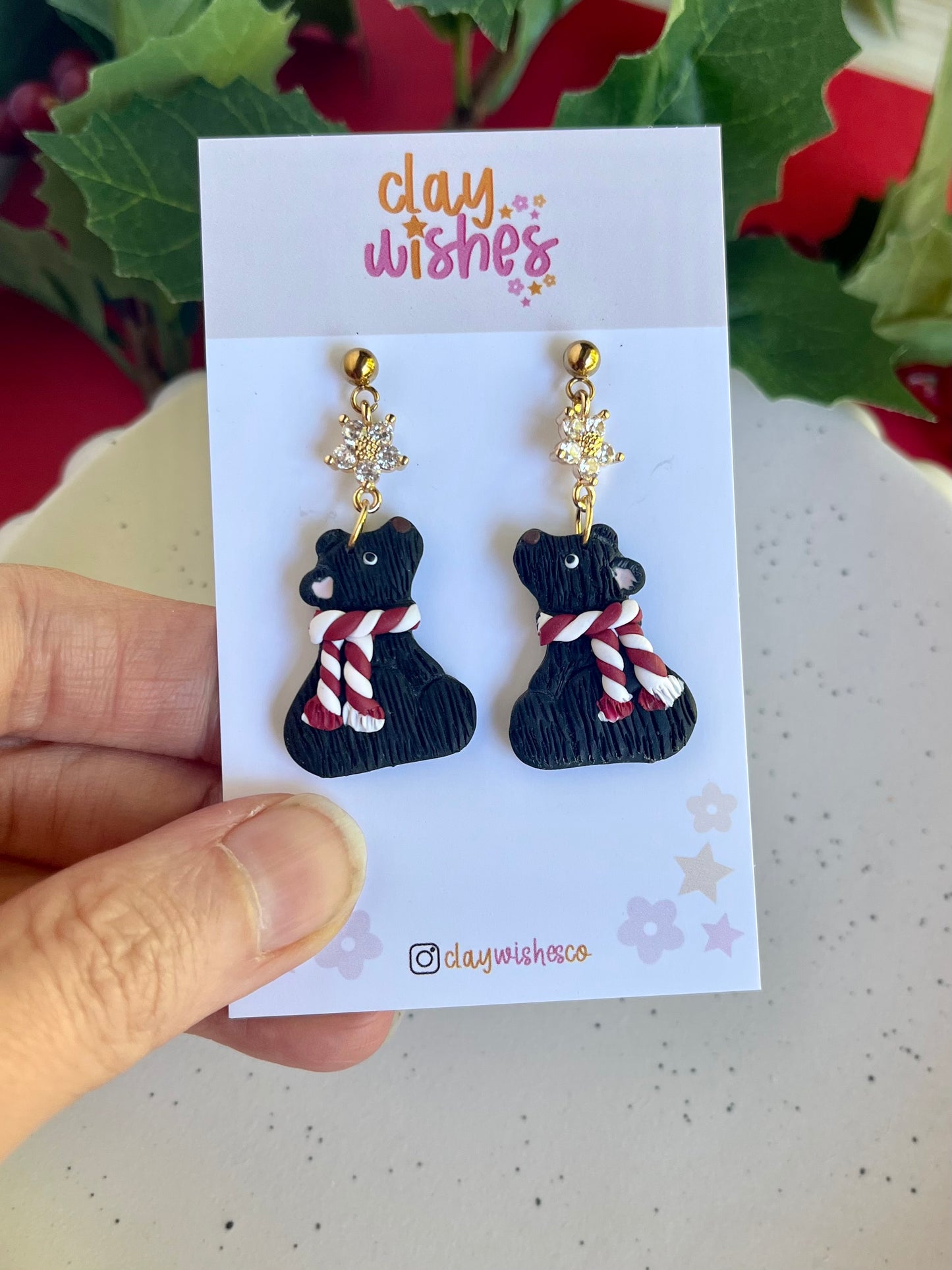 Black Polar Bear Earrings