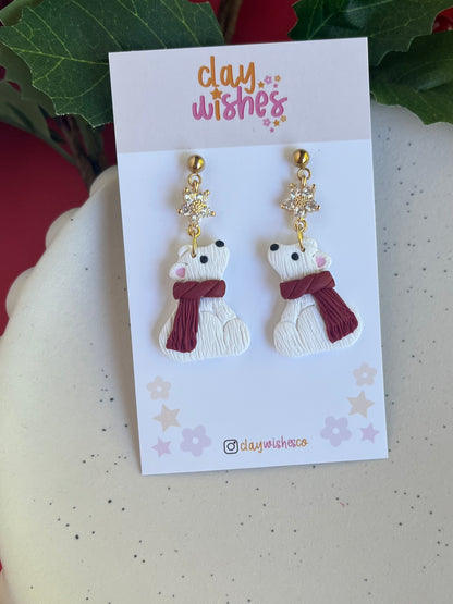 White Polar Bear Earrings