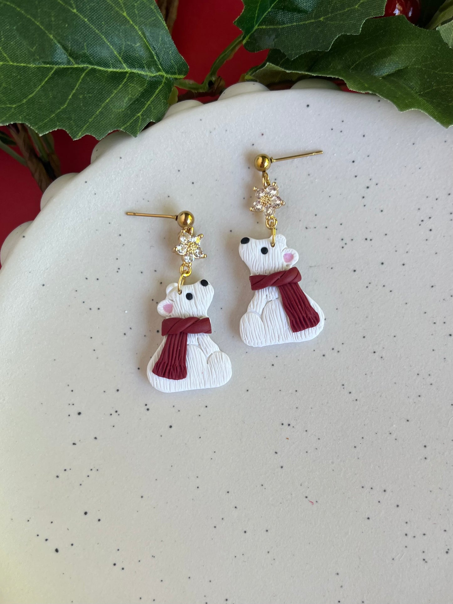 White Polar Bear Earrings