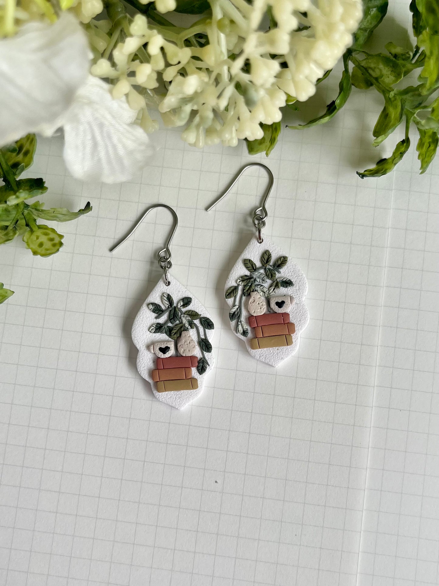 Plant Book Stack with Mug Earrings