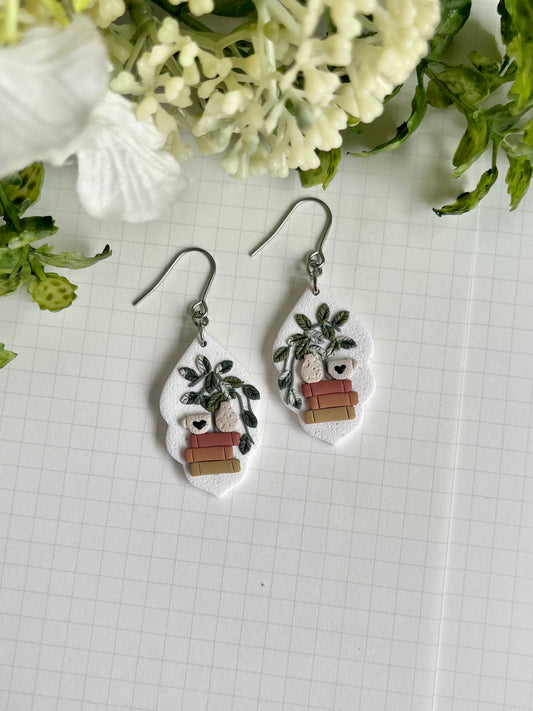 Plant Book Stack with Mug Earrings
