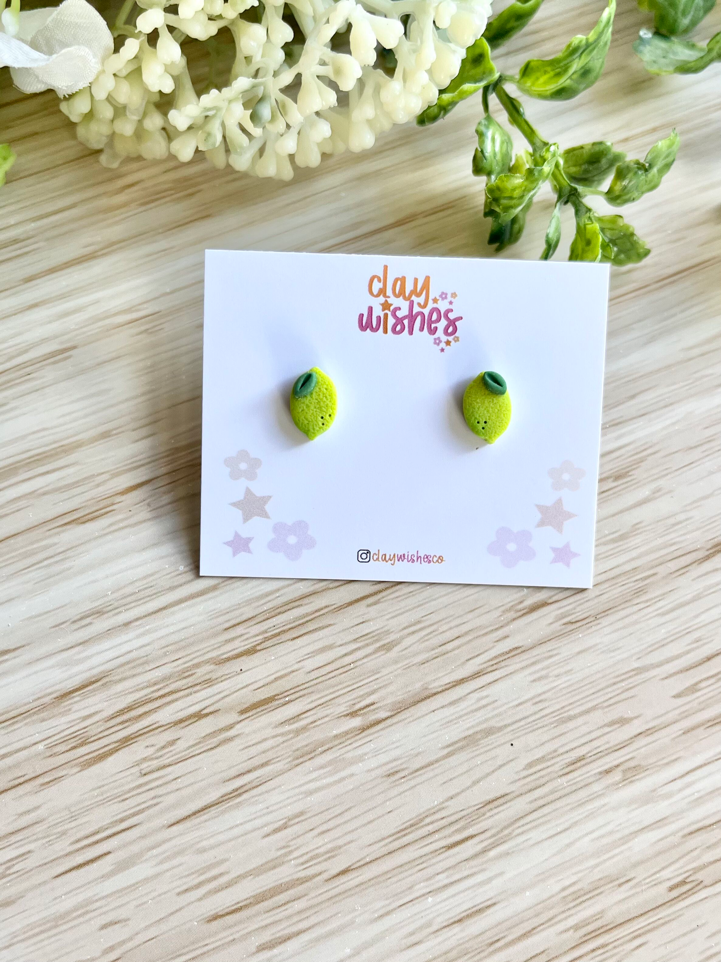 Tiny Lime Stud Earrings