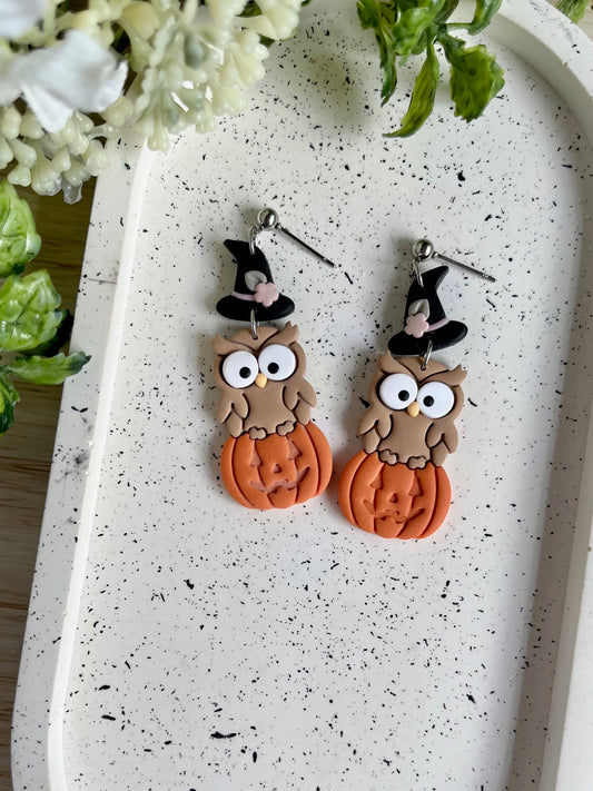 Pumpkin Owl Earrings