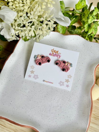 Pink Truck Stud Earrings