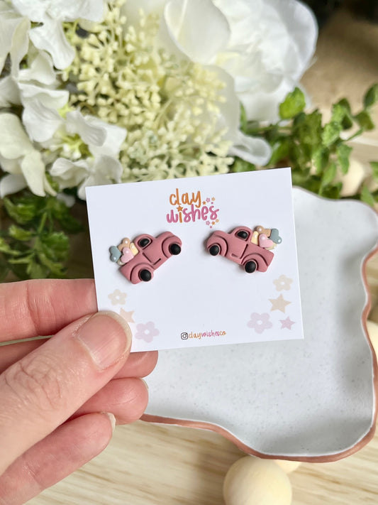 Pink Truck Stud Earrings