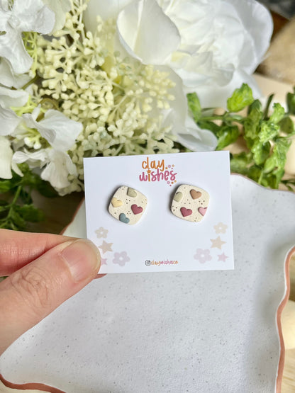 Multi-Coloured Heart Stud Earrings