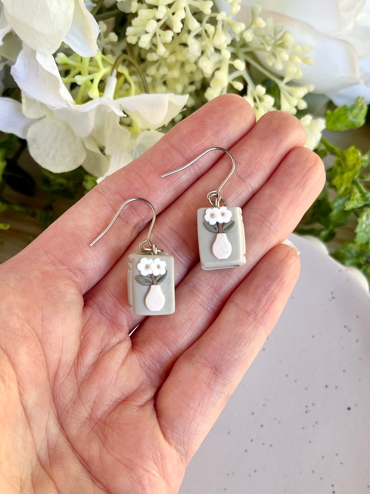 Flower Pot Book Earrings