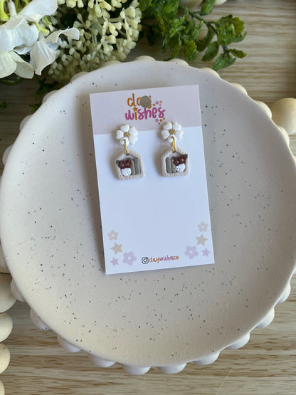 Tiny Book Shelf with White Flower Studs