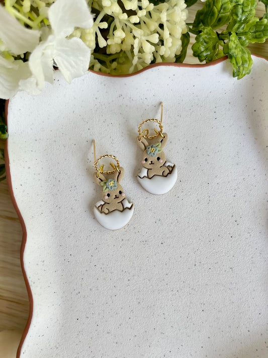 Bunny in Eggshell Earrings