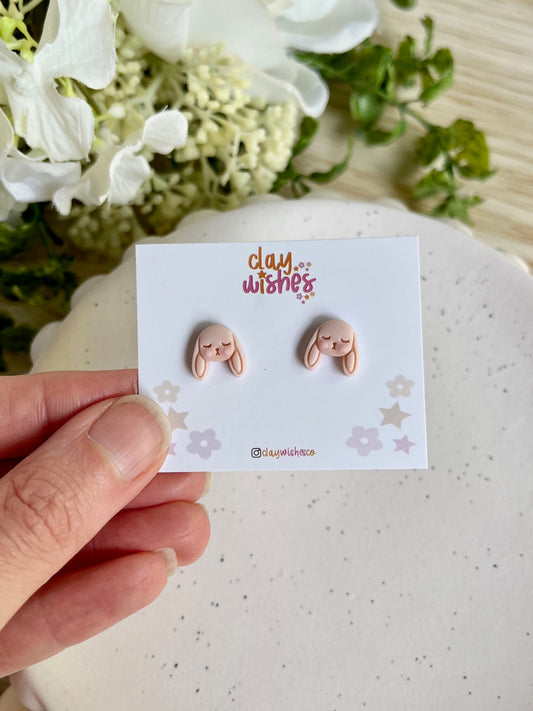 Sleepy Bunny Stud Earrings