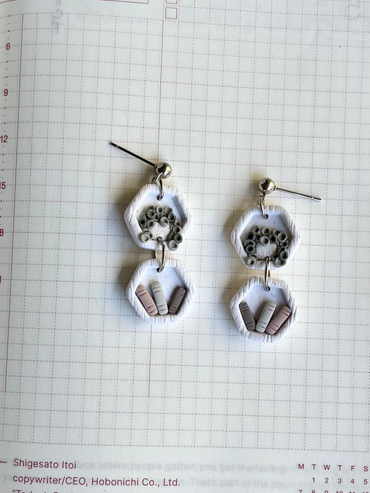 Hexagon Bookshelf Earrings