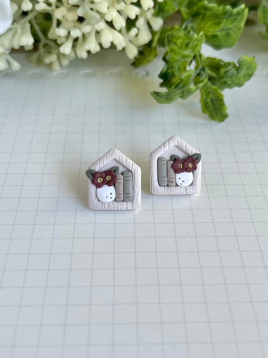 Bookshelf Stud Earrings