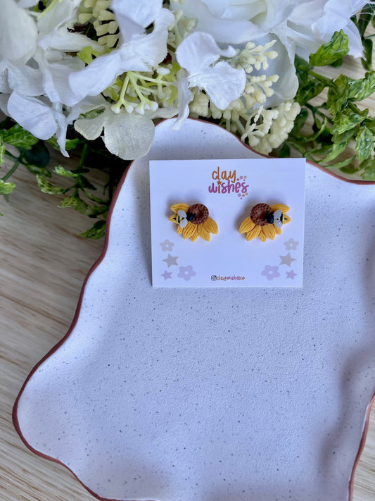Sunflower Studs with Bees
