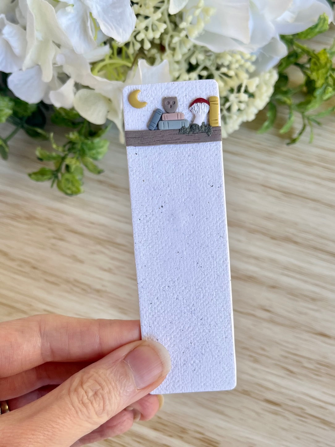 Book Stack with Owl and Moon Cottage Core Bookmark